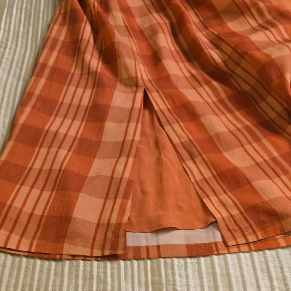 Altuzarra Picotee Orange Checkered Midi Dress In Cayenne Canyon Clay Size 42 - Picture 12 of 16